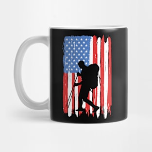 American Flag Hiking Graphic Mug